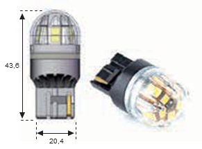 Lámpara LED 2LED T20 Wedge Cuña 12V 180mA 16Leds