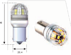 Lámpara LED 2LED BAY15S Stop 12V 21/5 230mA 19 Leds