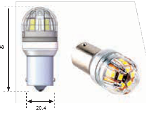 Lámpara LED 1LED BA15S Piloto 24V 160mA 27 Leds