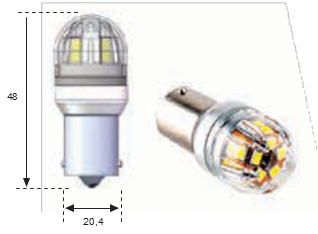 Lámpara LED 1LED BA15S Piloto 24V 160mA 27 Leds