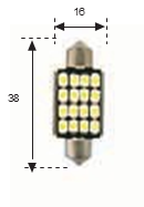 Lámpara LED 1LED Plafonier 38mm 12v 160mA 16 Leds