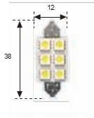 Lámpara LED 1LED Plafonier 38mm 12V 180mA 6 Leds