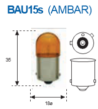 Piloto 12v 10w BAU15s Ámbar
