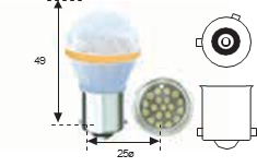 Stop 24v 12pcs BAU15s Ámbar LED