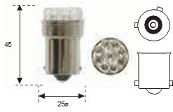 Stop 24v 12pcs BAU15s Ámbar LED