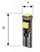 Lámpara LED 2LED T10 Wedge Cuña 12V 100mA 3 Leds